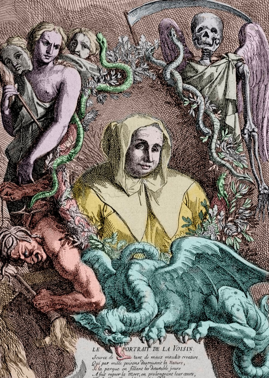 Portrett av Catherine Deshayes, av A. Coypel (gravering) av Antoine Coypel