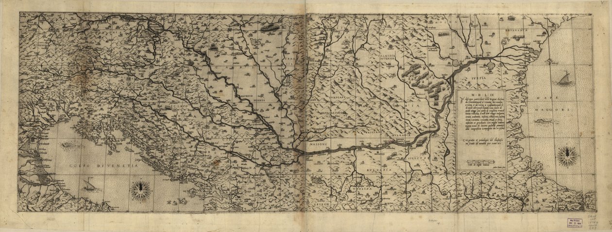 Norsk: Relieff vist billedmessig. Noen kart helt på italiensk, noen kart helt på latin. Tittel hentet av katalogiserer fra tittelsiden til innbundet Lafréry-atlas. Sytten løse ark som vises i atlas solgt av Antoine Lafréry. Phillips, 5917 Tilgjengelig av Antoine; Forlani Lafréry
