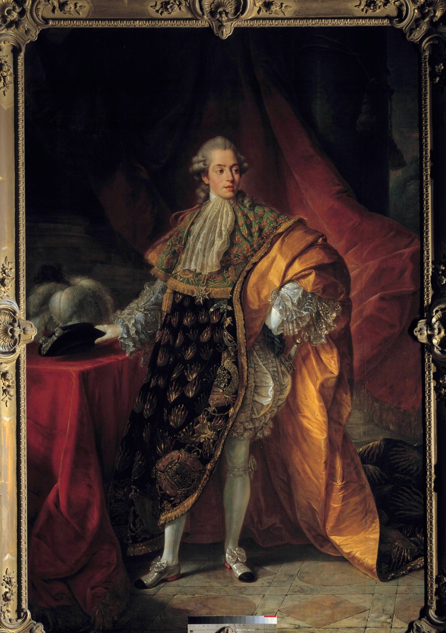 Portrett i full lengde av Charles Philippe av Frankrike i full drakt av Den Hellige Ånds Orden, Comte d