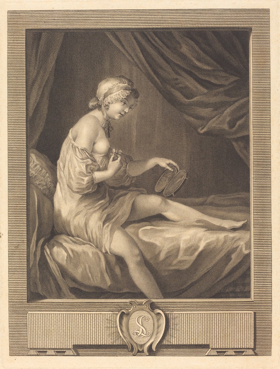 Rosebud-sammenligningen av Antoine Francois Dennel after Gabriel Jacques de Saint Aubin