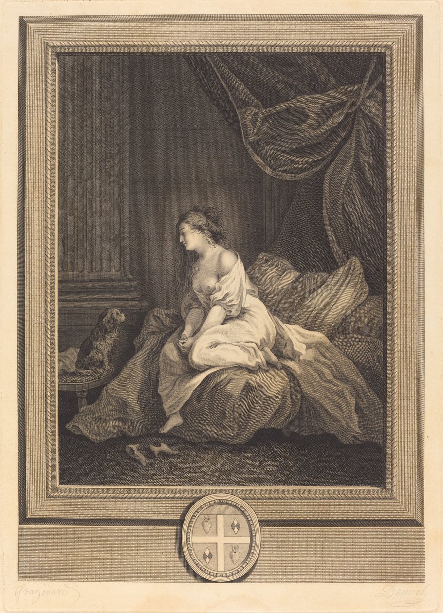 Hvis han var så trofast mot meg av Antoine Francois Dennel after Jean Honoré Fragonard