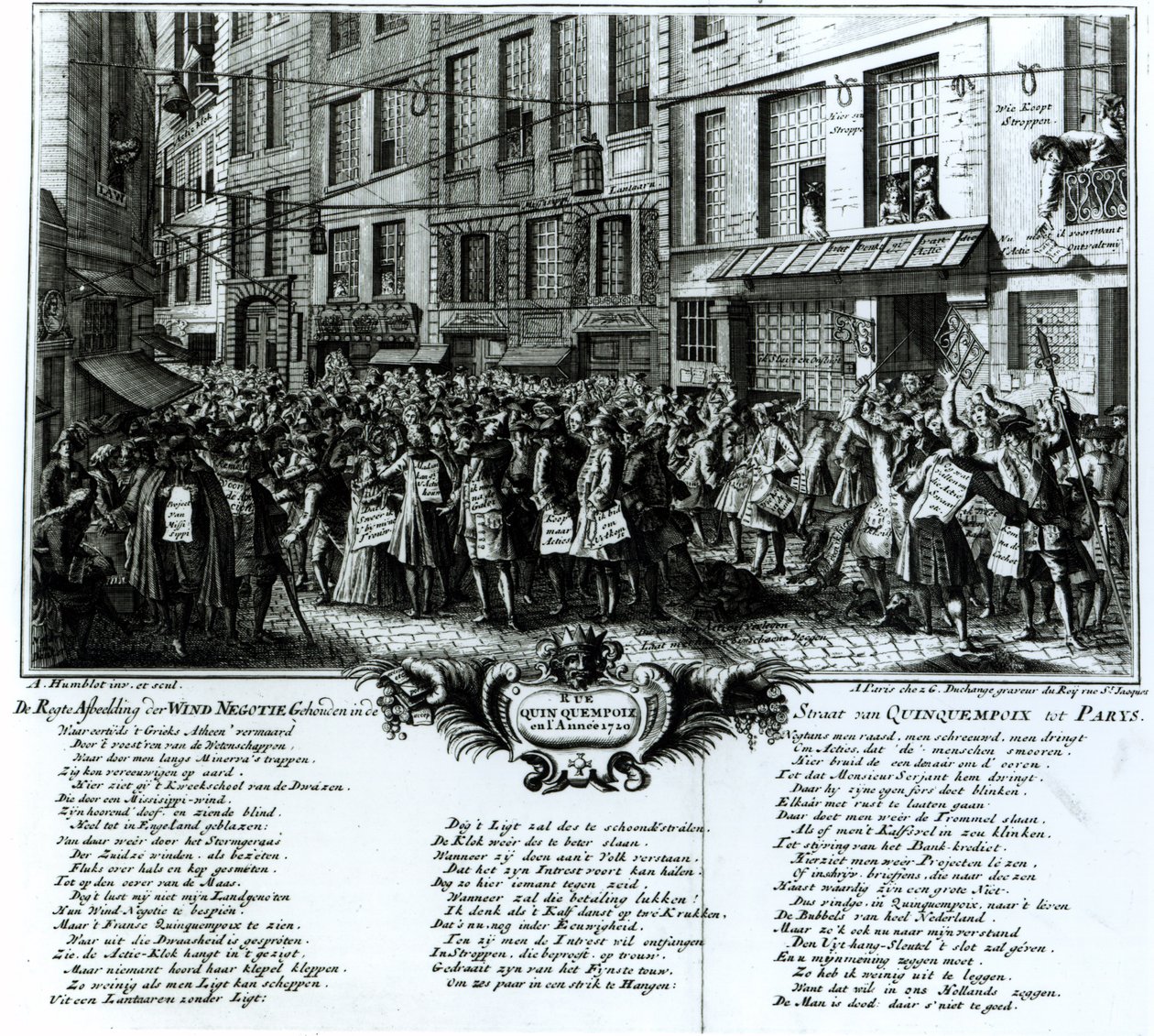 Rue Quinquempoix i 1720 av Antoine Humblot