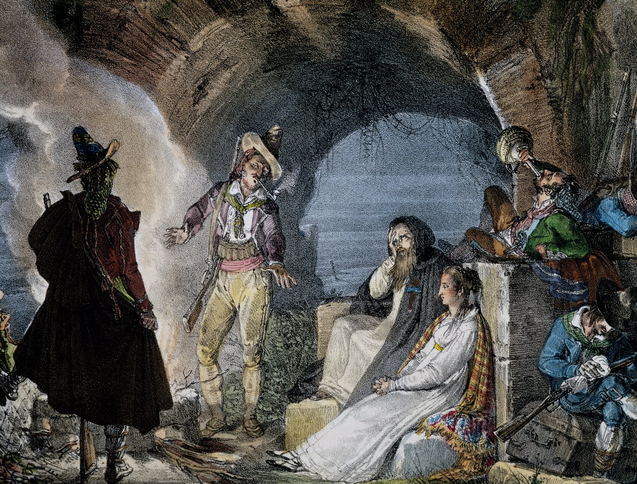 Robbers den, av Jean-Baptiste-Antoine Thomas (1791-1834) fra Un an a Rome, litografi av Antoine Jean Baptiste Thomas