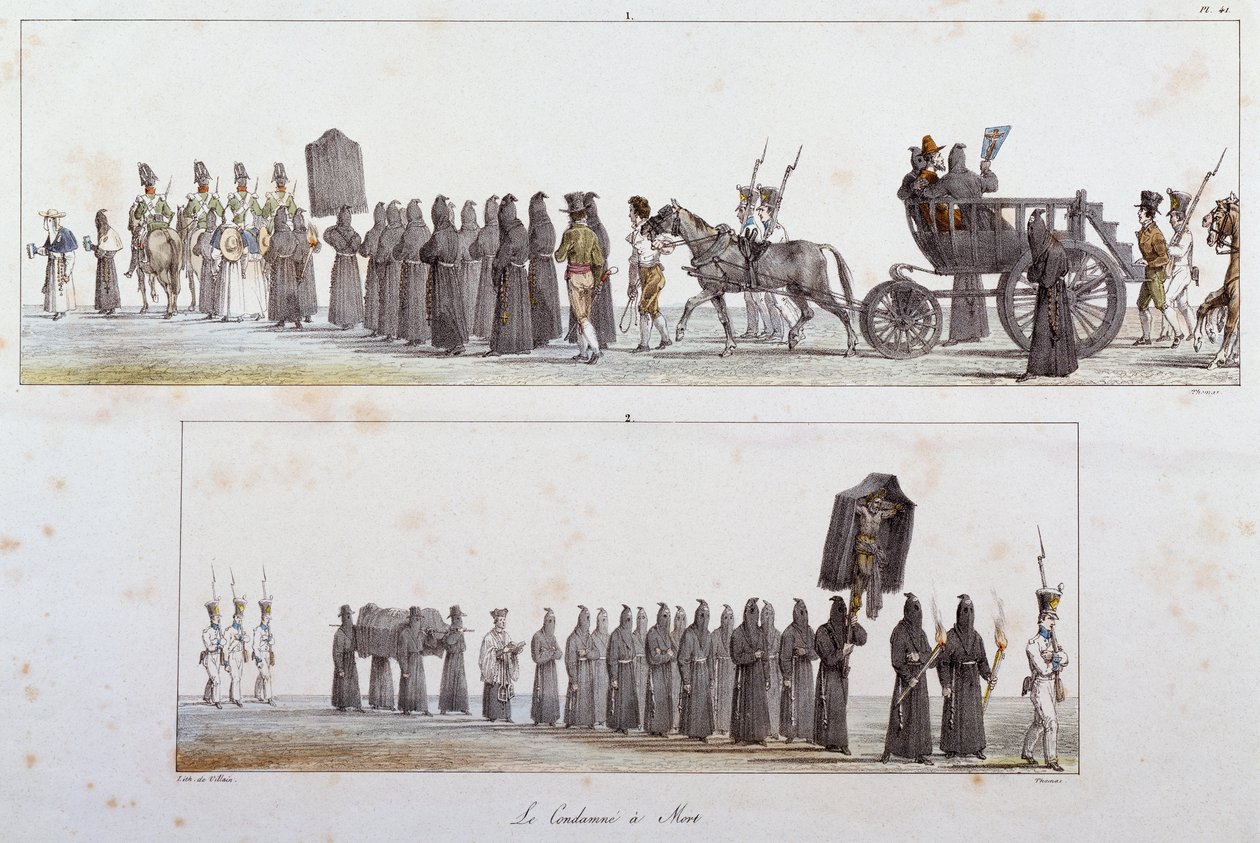 Dømt til døden av Antoine Jean-Baptiste Thomas (1791-1834), akvarell av Antoine Jean Baptiste Thomas