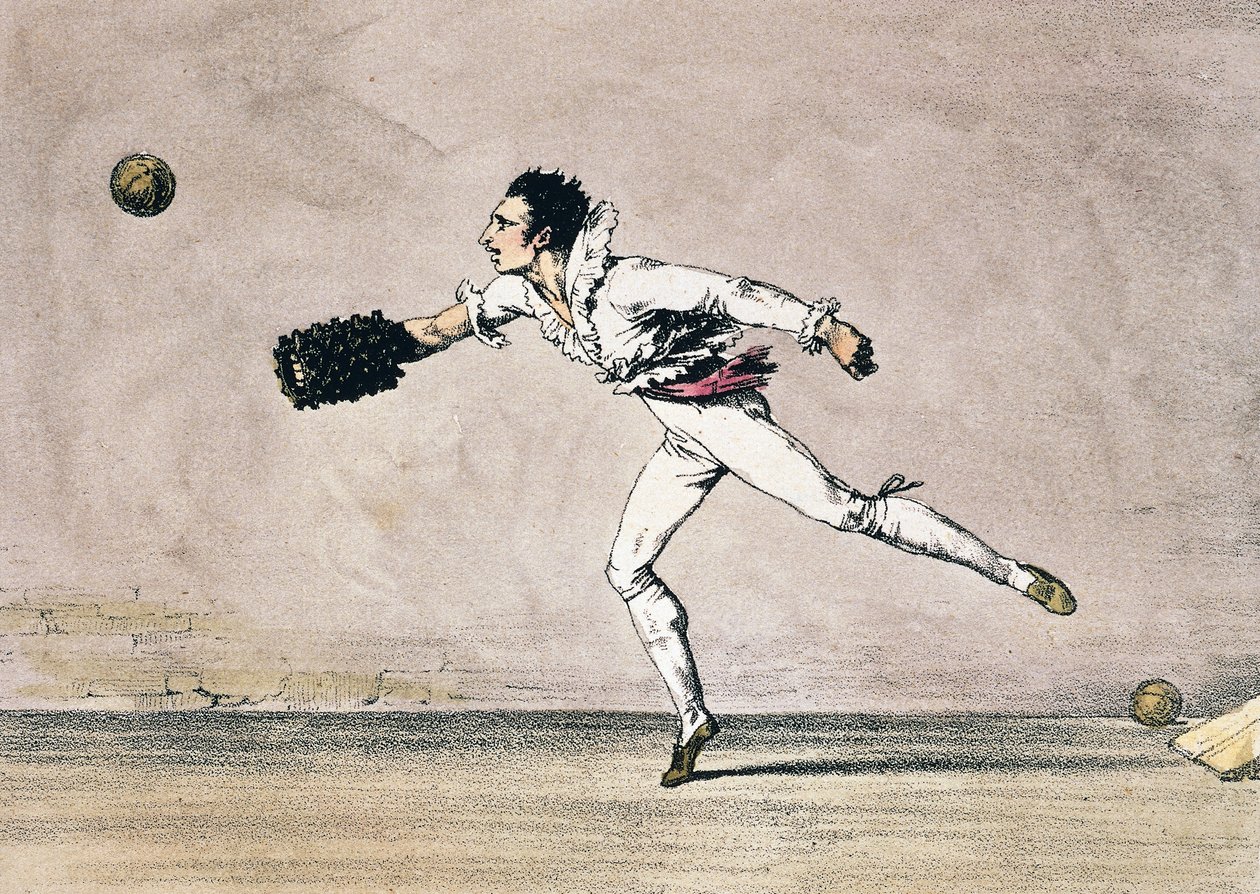 Ballspillet, av Antoine Jean-Baptiste Thomas (1791-1834), fargelitografi fra Ett år i Roma og omegn av Antoine Jean Baptiste Thomas