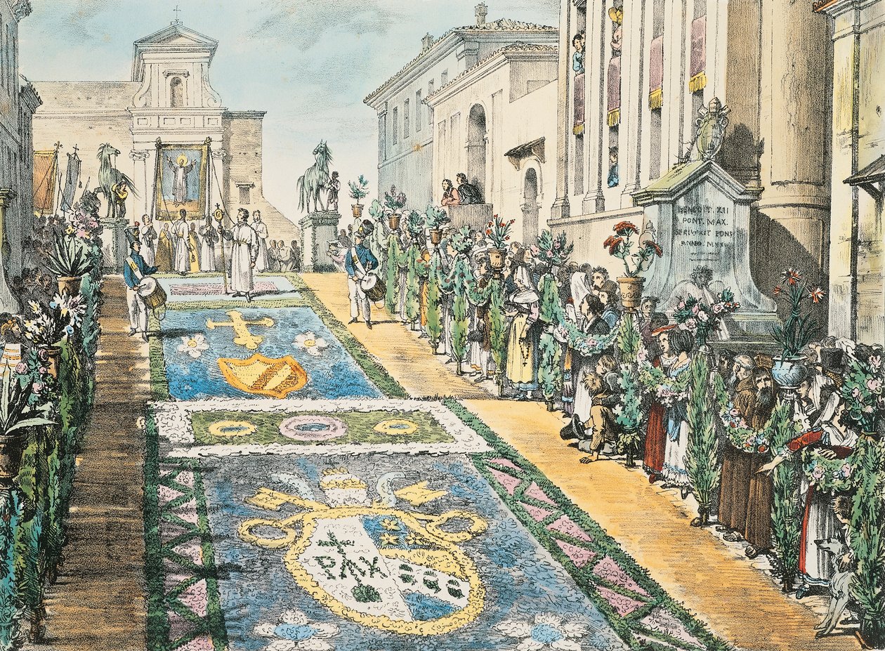 Blomsterutstilling, Genzano i 1817 av Antoine Jean Baptiste Thomas