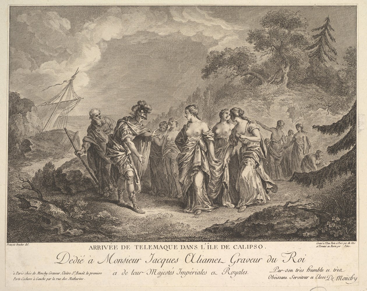 Ankomst av Telemachus til øya Calypso av Antoine Jean Duclos