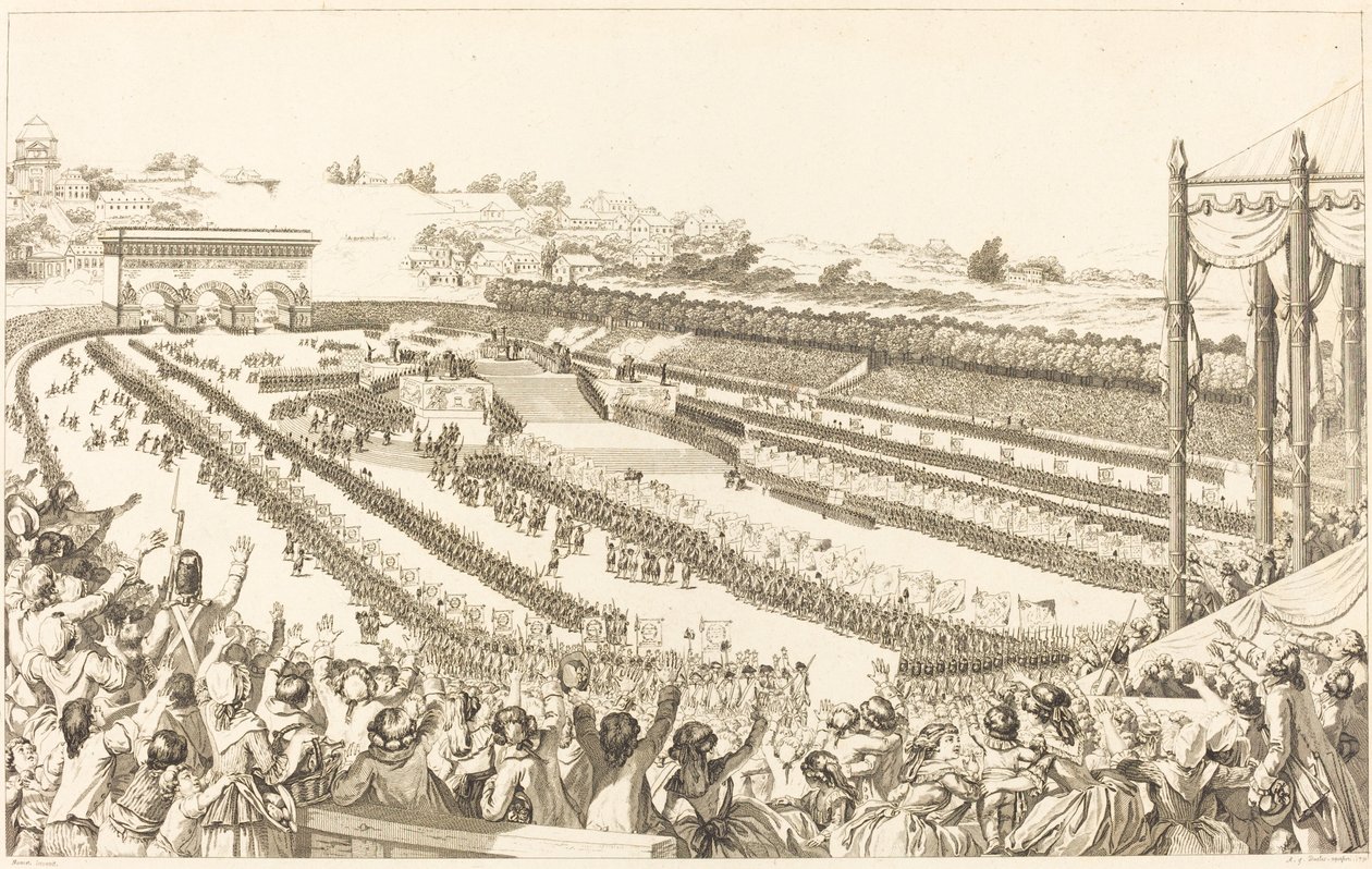 Federation Generale de Francais ved Champ de Mars 14. juli 1790 av Antoine Jean Duclos after Charles Monnet