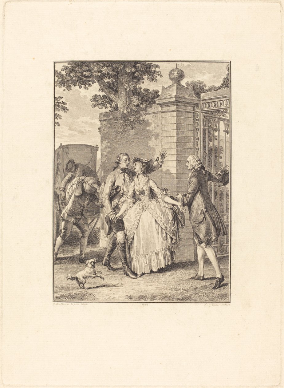 Vakre sjelers tillit av Antoine Jean Duclos after Jean Michel Moreau