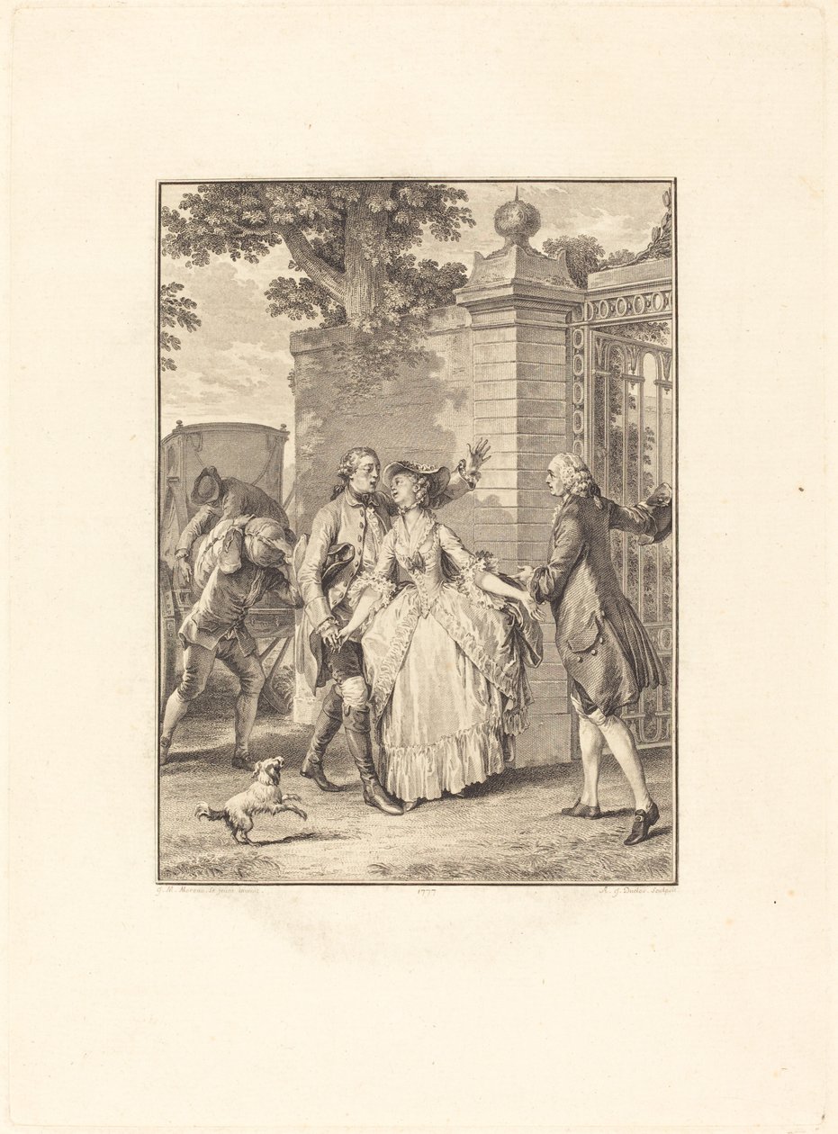 Vakre sjelers tillit av Antoine Jean Duclos after Jean Michel Moreau