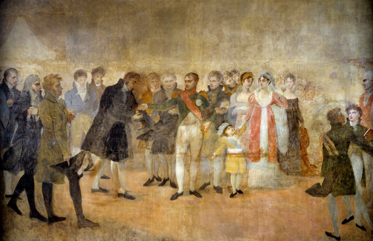 Keiser Napoleon I besøker Salon du Louvre og deler ut til kunstnere korsene til Legion d