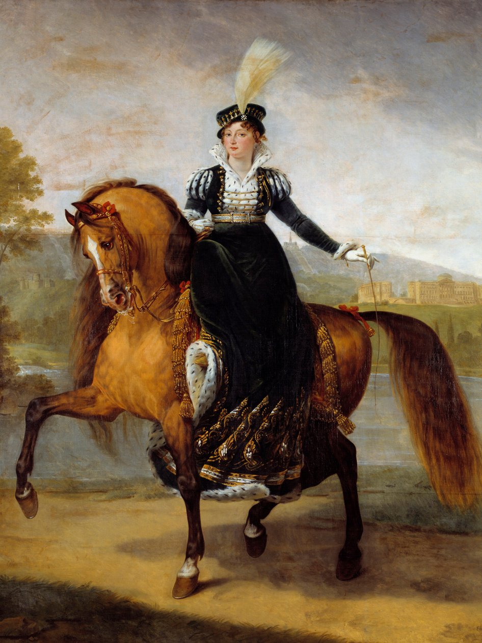 Rytterportrett av Katarina av Württemberg, kone til Jerome Bonaparte, dronning av Wesphalia (1783-1835). Maleri av Antoine Jean Gros (1771-1835) av Antoine Jean Gros