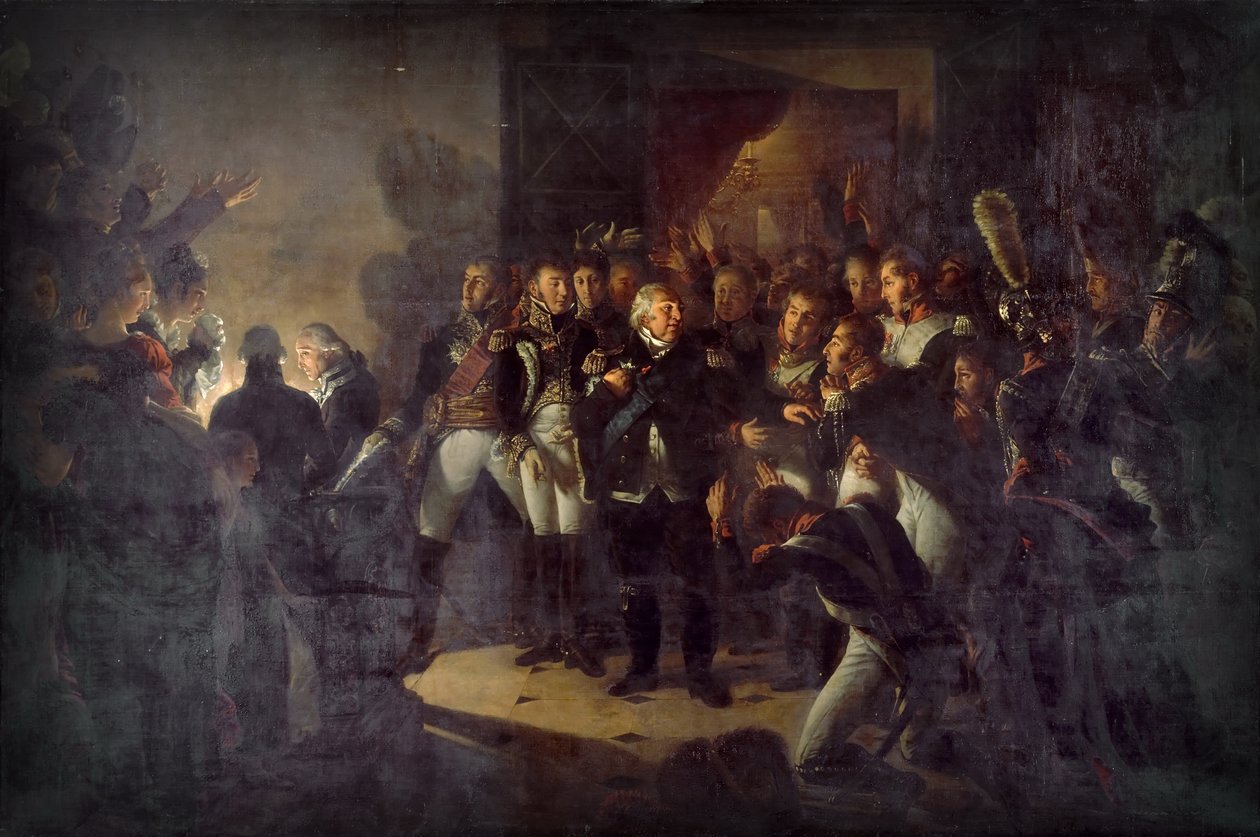 Ludvig XVIII forlot Tuileriene natten til 20. mars 1815 av Antoine Jean Gros