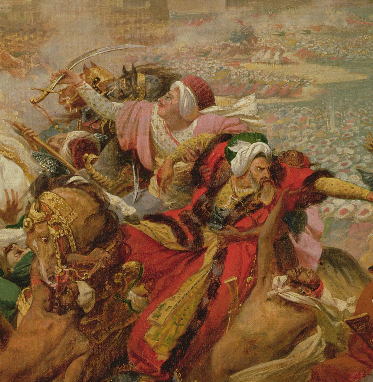 Murat beseiret den tyrkiske hæren ved Aboukir 25. juli 1799 (detalj), ca. 1805 (olje på lerret montert om bord) av Antoine Jean Gros