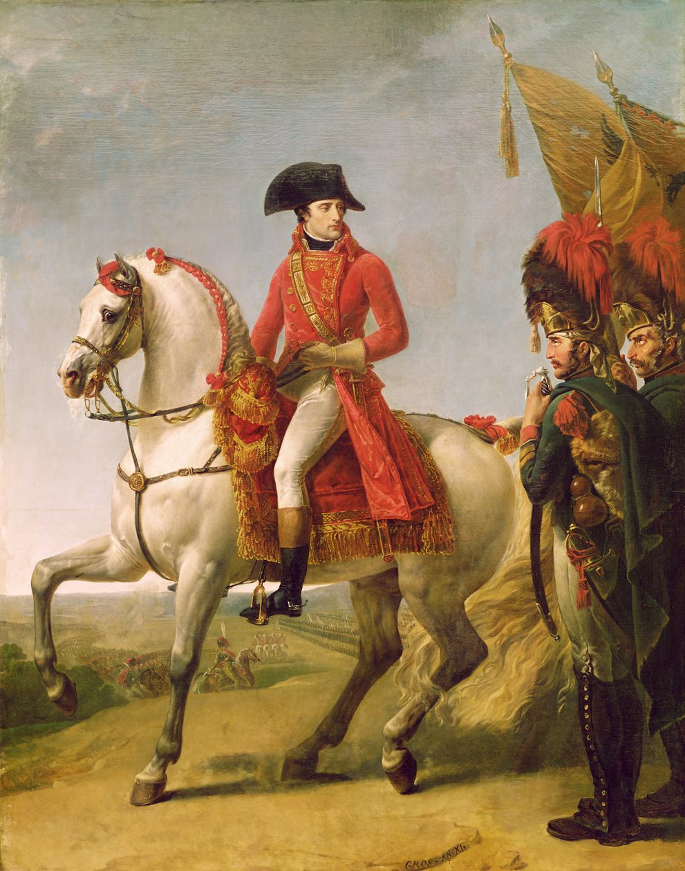Napoleon Bonaparte (1769-1821) Første konsul, gjennomgang av troppene sine etter slaget ved Marengo, 1802-03 av Antoine Jean Gros