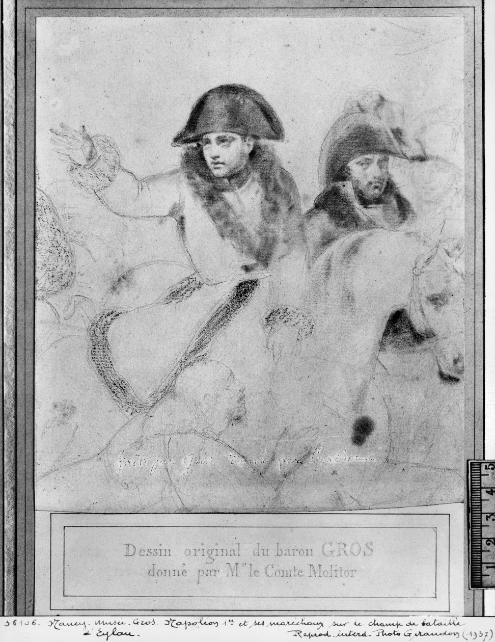 Napoleon på slagmarken ved Eylau, ca. 1807-08 (pierre noire på papir) av Antoine Jean Gros