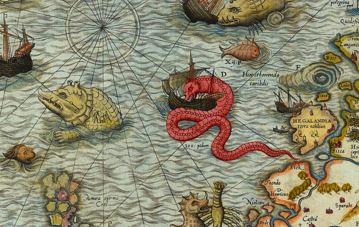 Detalj av et kart over havet (Carta marina) av Olaus Magnus (1490-1557) av Antoine Lafrery