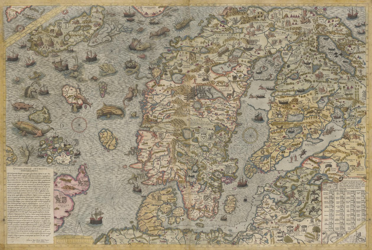 Kart over havet (Carta marina) av Olaus Magnus (1490-1557) av Antoine Lafrery