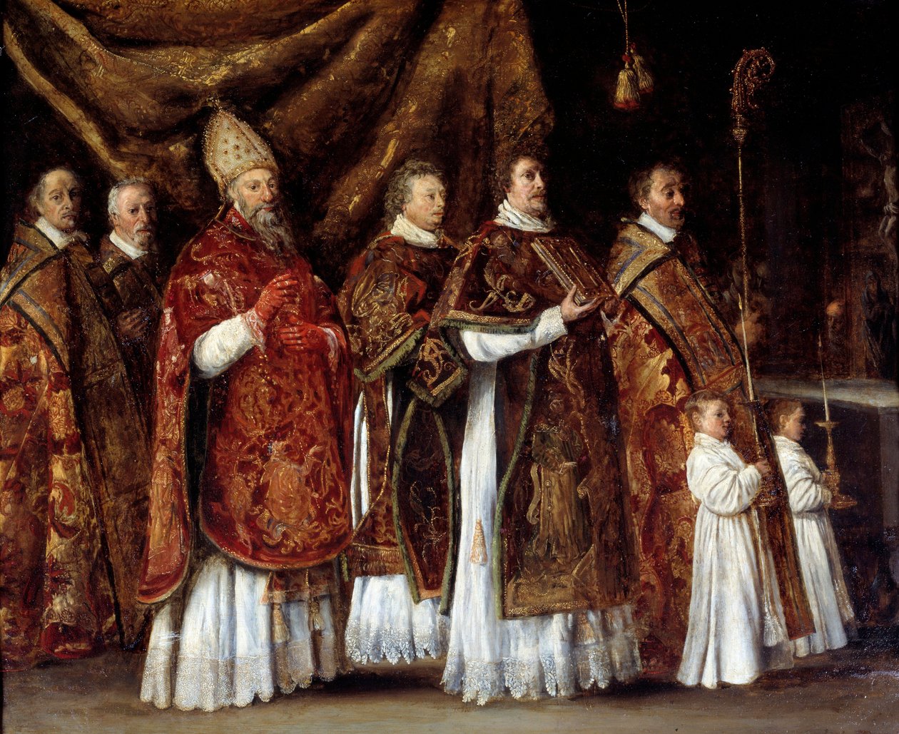 Pavelig messe eller en eveque som reiser seg til alteret eller prosesjon Maleri av Antoine Le Nain (1600/1610-1648) av Antoine Le Nain
