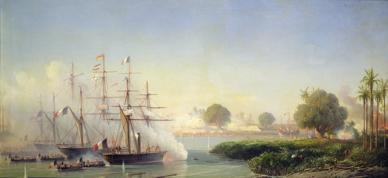 Storming av citadellet i Saigon av viseadmiral Rigault de Genouilly, 17. februar av Antoine Leon Morel Fatio
