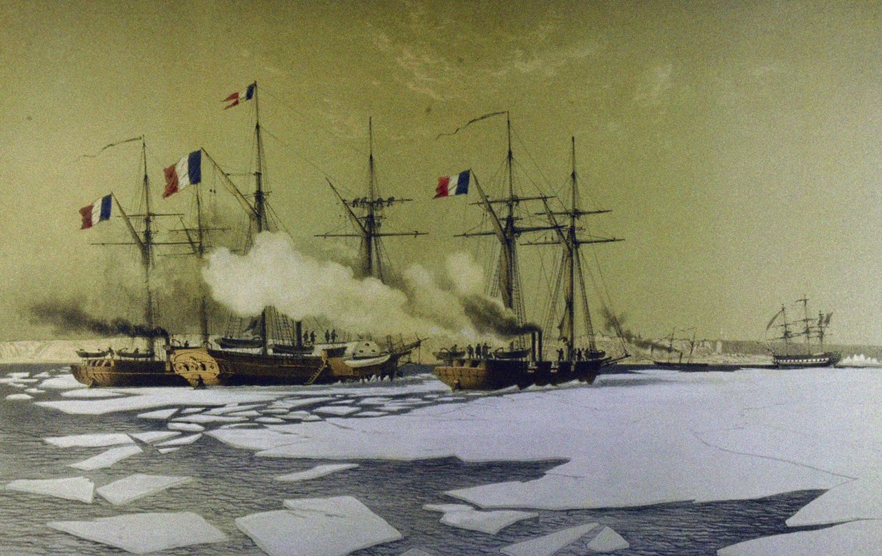 Isbryting i Dnepr Liman for passasje av flytende batterier, 1855-1856, 1860 av Antoine Leon Morel Fatio