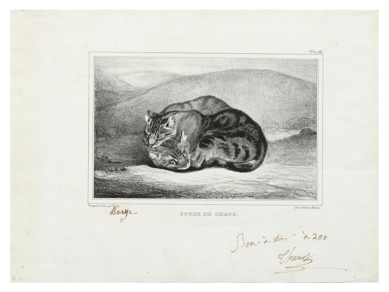studie av katter av Antoine Louis Barye