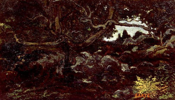 I Fontainebleau-skogen (olje på lerret) av Antoine Louis Barye