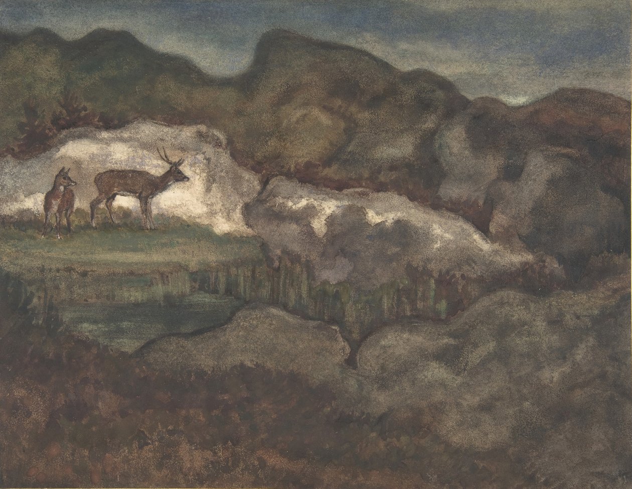 Izards in the Glaciers Pyrenean Chamois, 1810-75. av Antoine Louis Barye