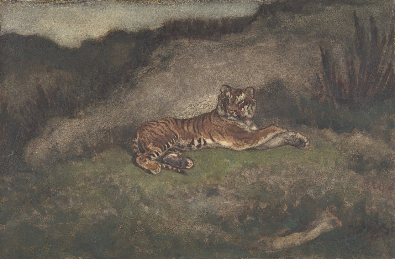 Tiger, 1810-75. av Antoine Louis Barye