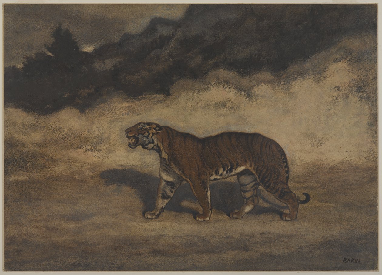 Tiger går til venstre (wc på papir) av Antoine Louis Barye