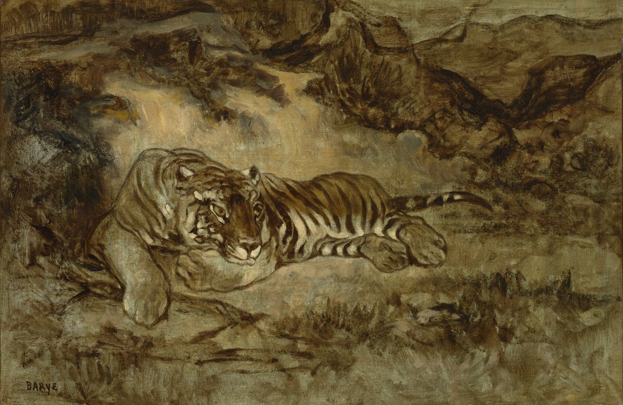 Tiger i hvile, ca. 1850-70 av Antoine Louis Barye