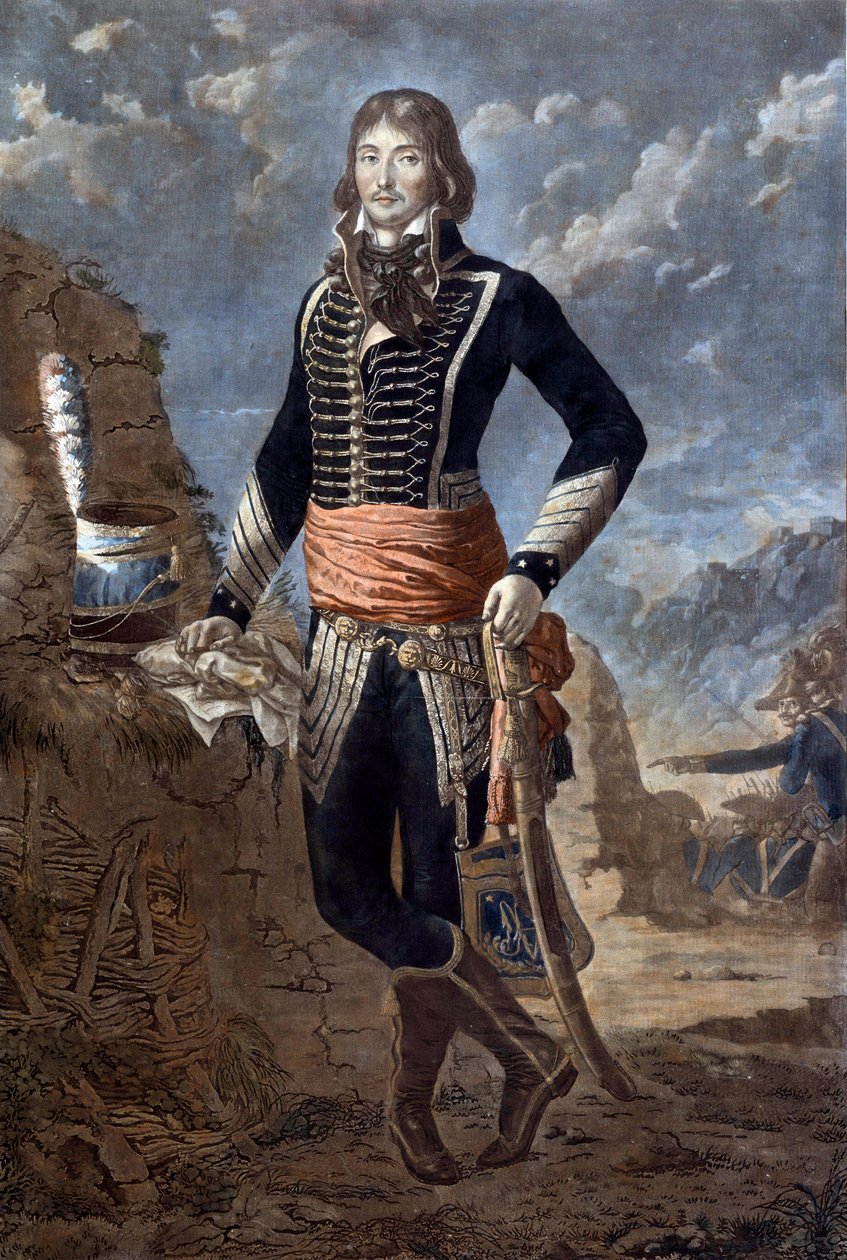 Portrett av general Marceau (1769-1796) (Francois Severin Marceau Desgraviers), basert på et maleri av Antoine Louis Francois Sergent (1751-1847), kjent som sersjant Marceau. Gravering fra 1700-tallet. Paris, musee de l