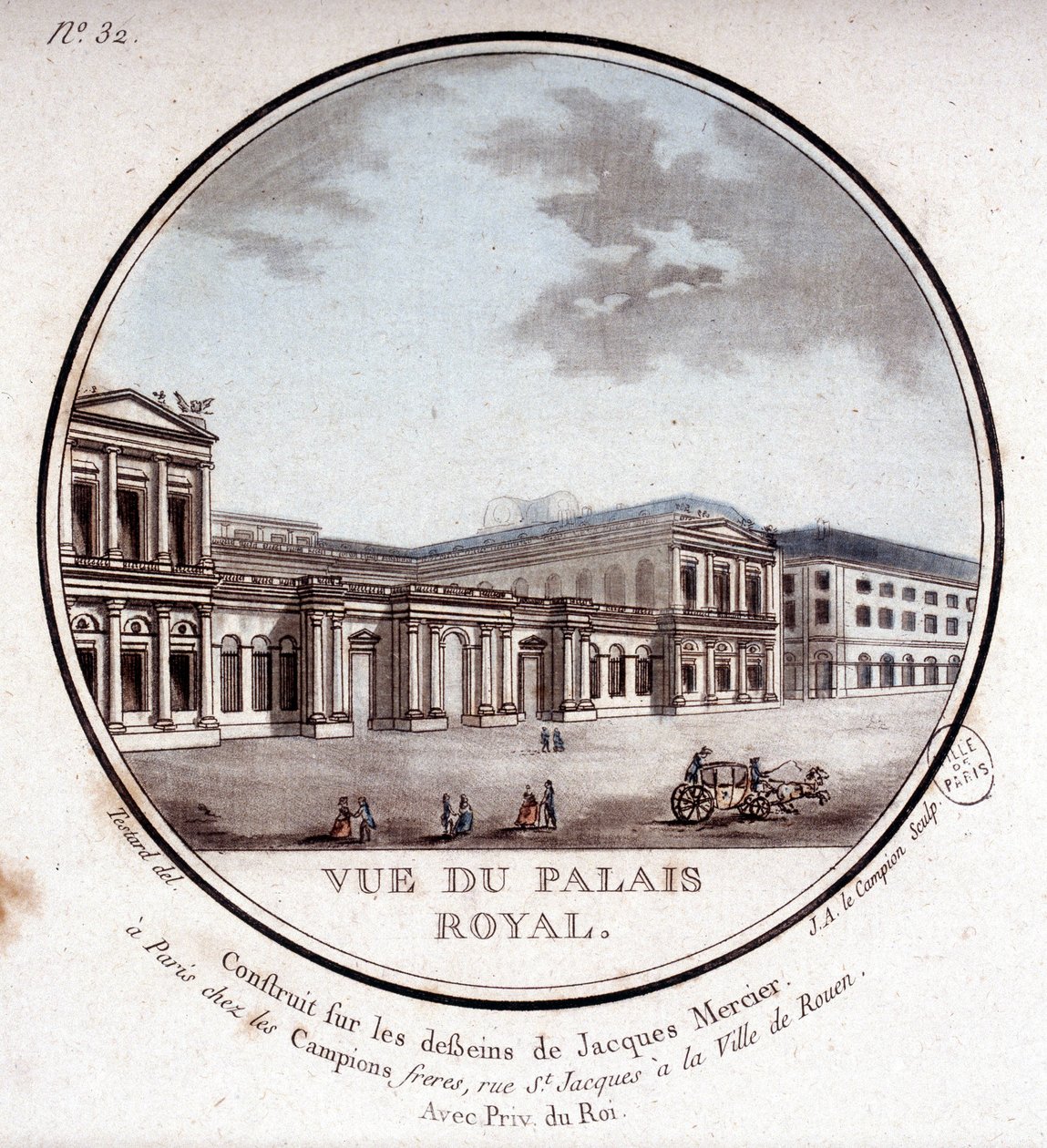 Utsikt over det kongelige palasset i Paris - i "" Pittoresk utsikt over hovedbygningene i Paris"" av sersjant av Antoine Louis Francois Sergent Marceau
