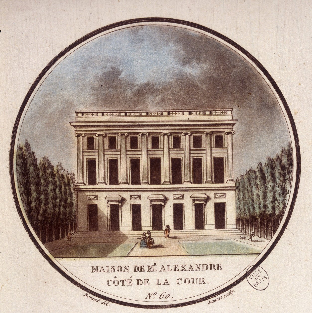 Maison de Monsieur Alexandre, sidegårdsplass, Paris. I prittoresque utsikt over hovedbygningene i Paris av sersjant av Antoine Louis Francois Sergent Marceau