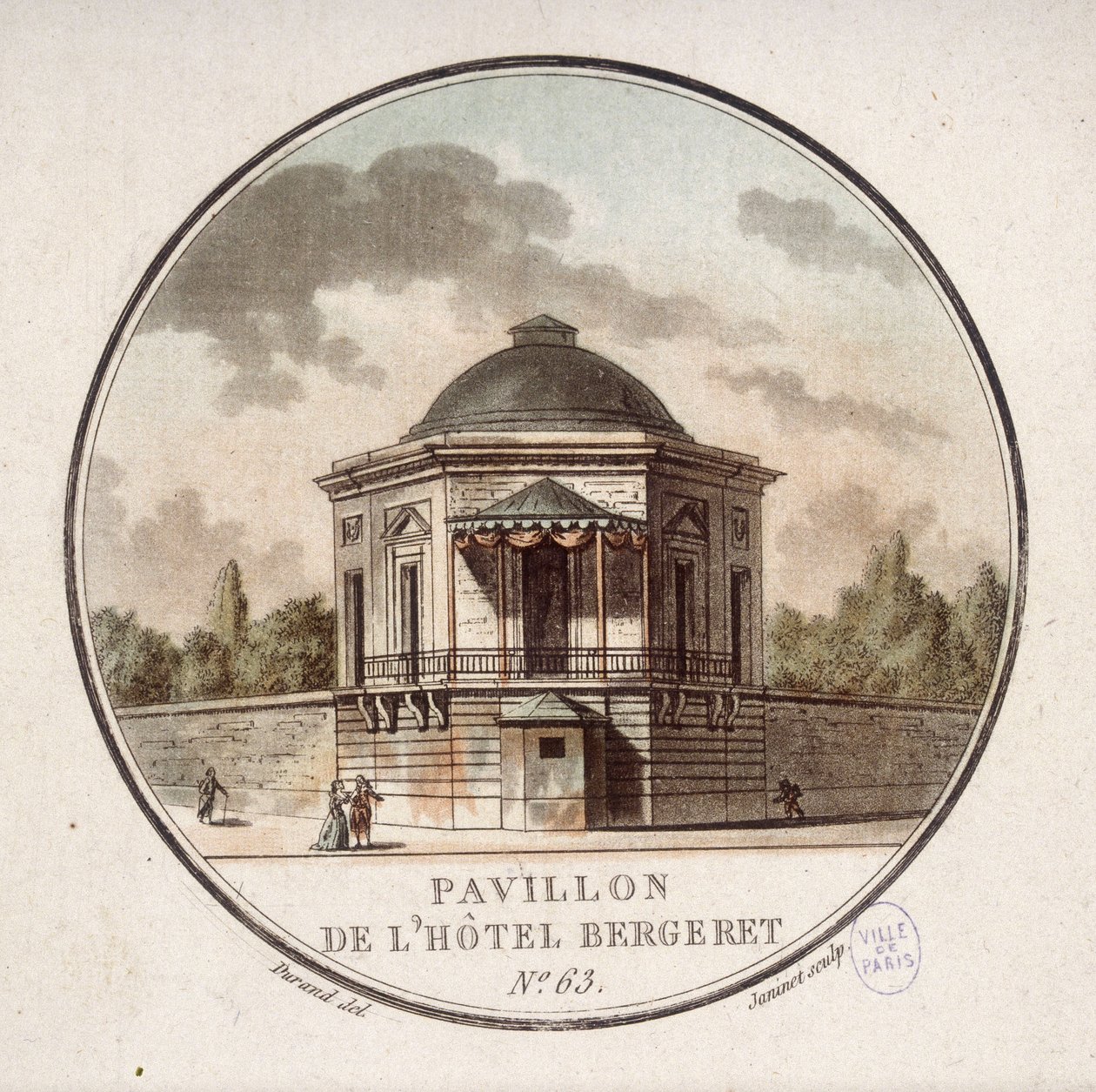 Paviljongen til Hotel Bergeret, Paris. I prittoresque utsikt over hovedbygningene i Paris av sersjant av Antoine Louis Francois Sergent Marceau