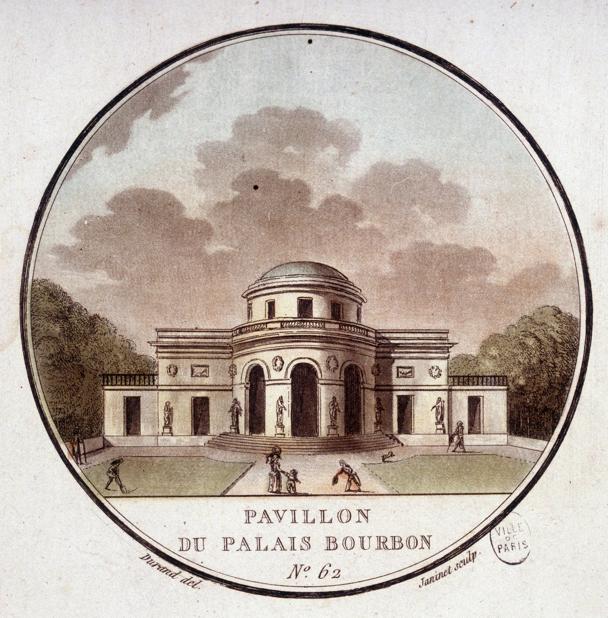 Paviljongen til Palais Bourbon, Paris. I prittoresque utsikt over hovedbygningene i Paris av sersjant av Antoine Louis Francois Sergent Marceau