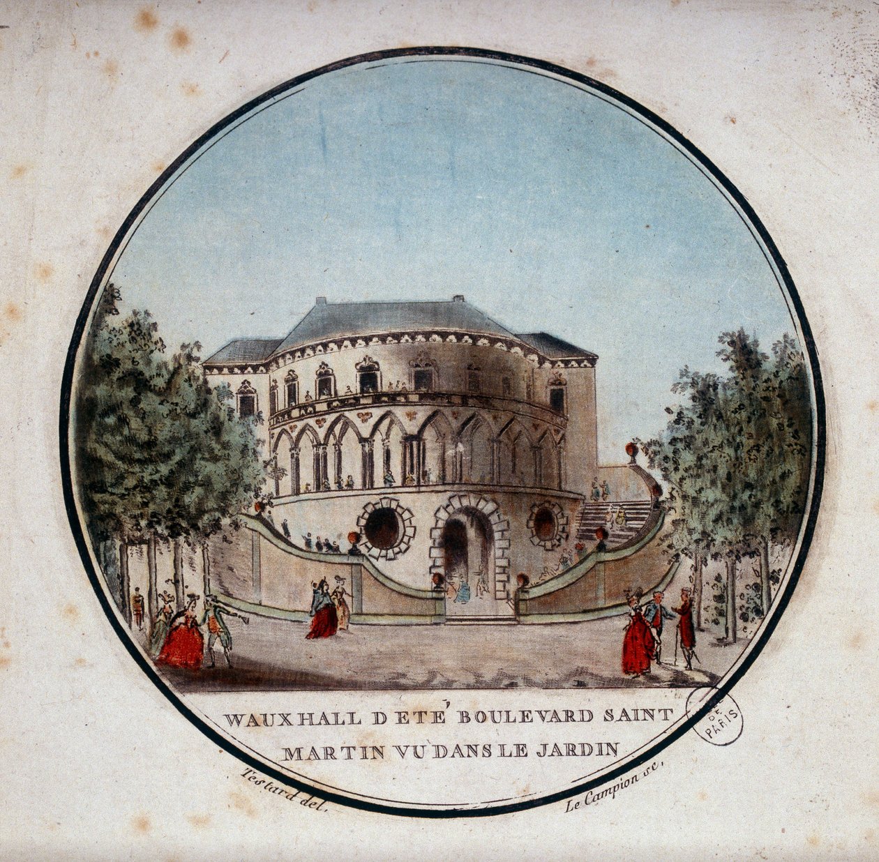 Kalvesalen til boulevarden saint germain fra hagen, Paris. I prittoresque utsikt over hovedbygningene i Paris av sersjant av Antoine Louis Francois Sergent Marceau