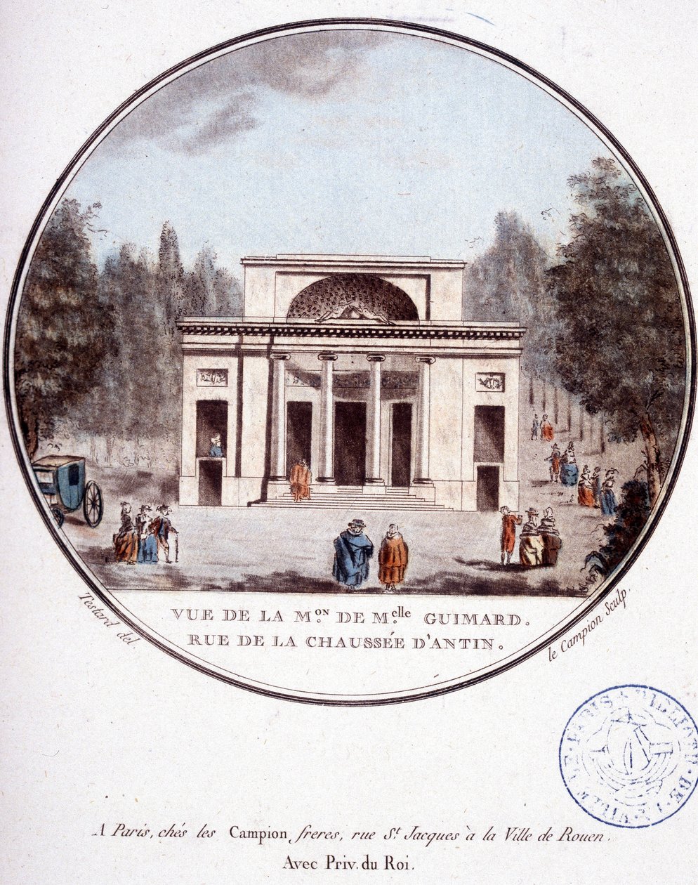 Utsikt over Mademoiselle Guimards hus, rue de la chaussée d