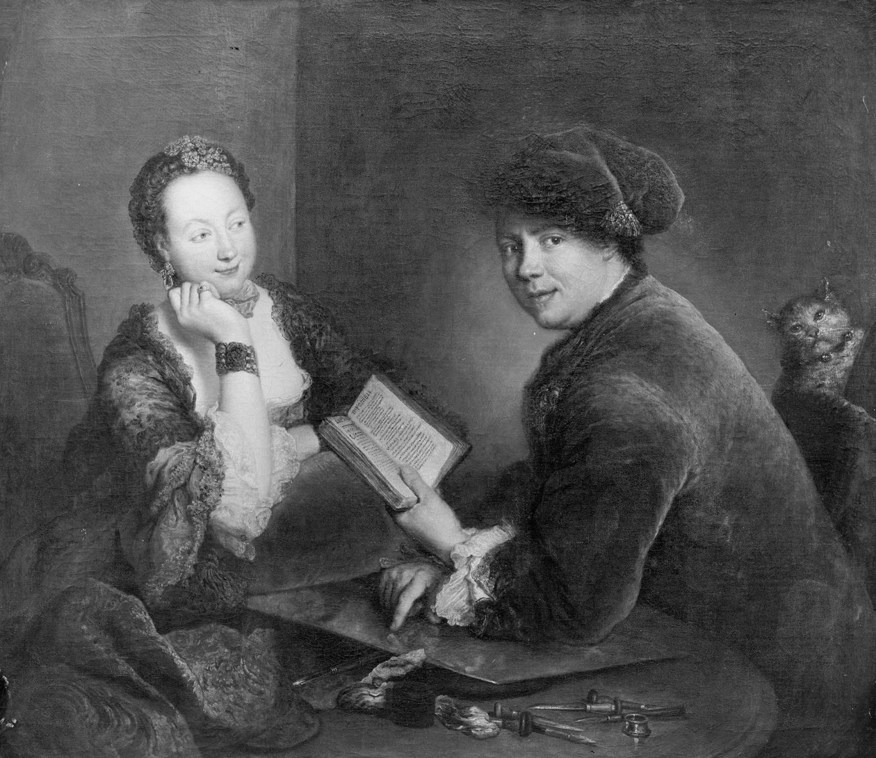Portrett av kobberstikkeren Georg Friedrich Schmidt og hans hustru Dorothea Luise, født Videbant av Antoine Pesne