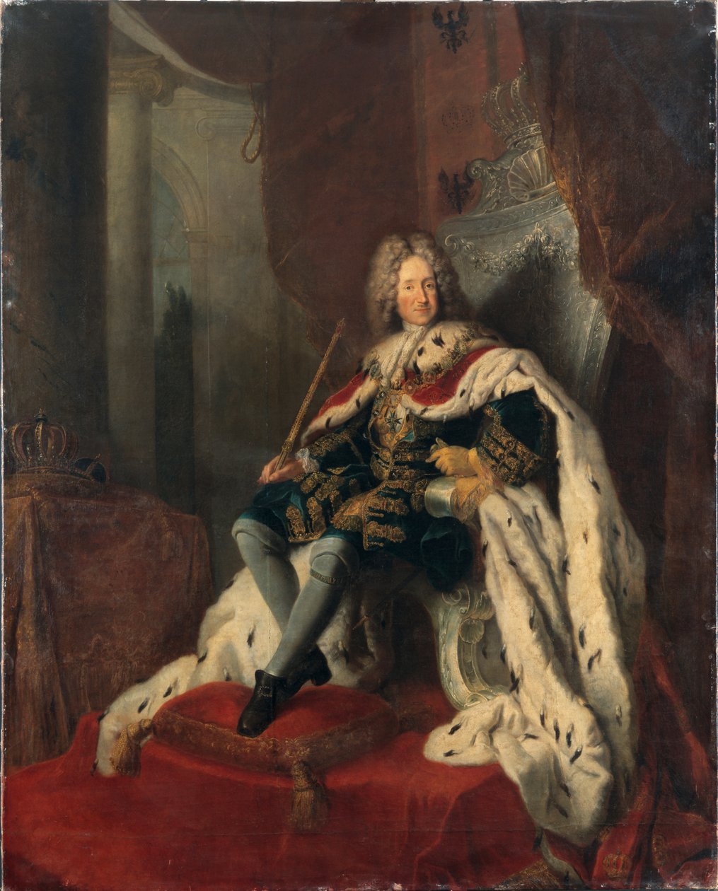 Kong Frederick I på sølvtronen, ca 1712. av Antoine Pesne