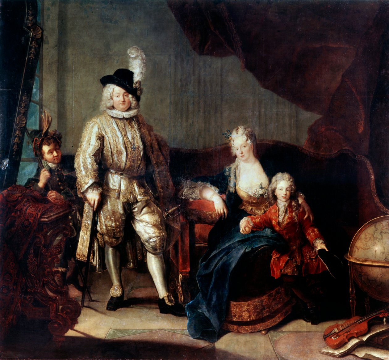 Portrett av baron von Erlach med hans familie, c1710 av Antoine Pesne