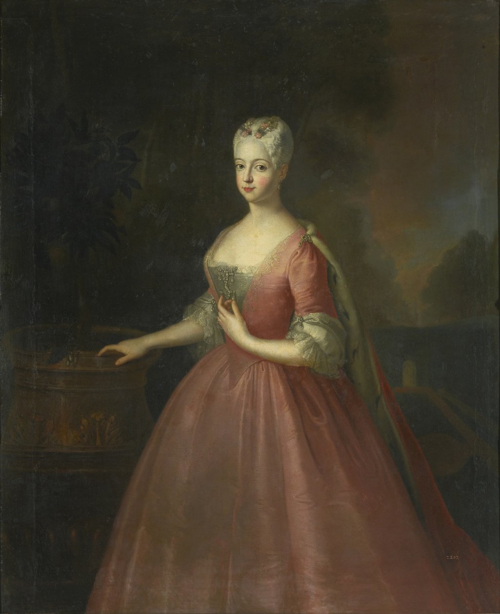Portrett av prinsesse Friederike Luise av Preussen 1714-1784, markgrevin av Brandenburg-Ansbach av Antoine Pesne School