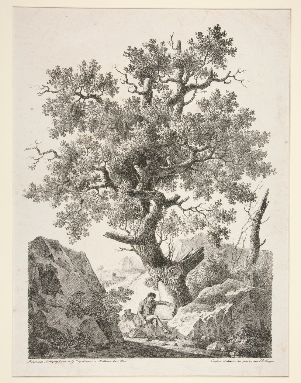 Uten tittel [Mann sitter ved treet] av Antoine Pierre Mongin