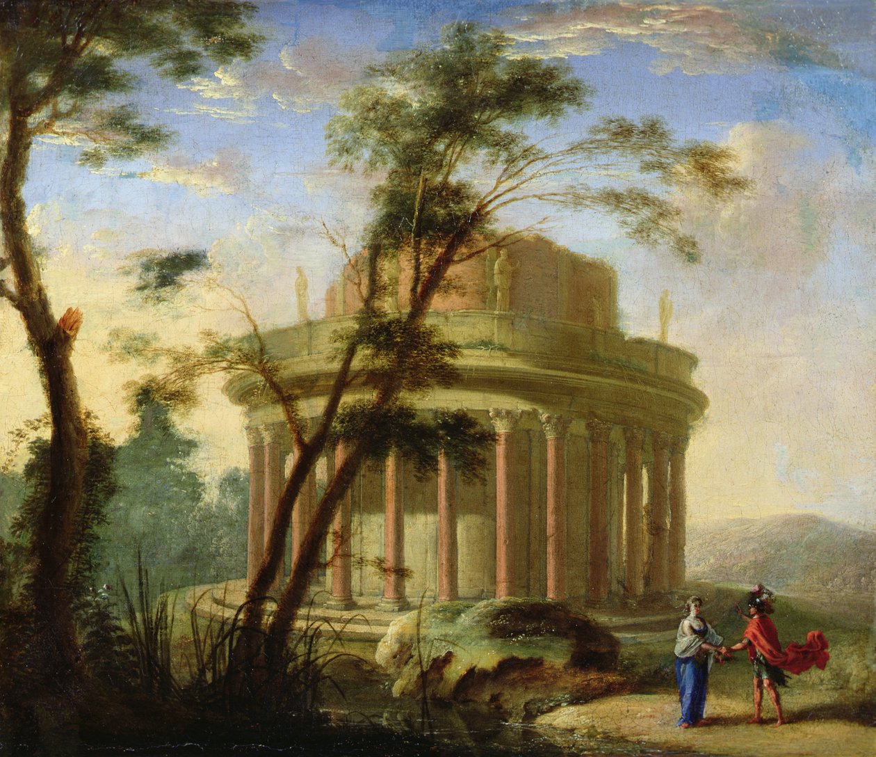 Landskap med et gammelt tempel (maleri) av Antoine Pierre the Younger Patel