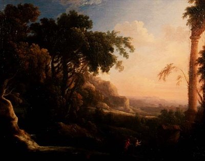 Pan og Syrinx i et arkadisk landskap av Antoine Pierre the Younger Patel
