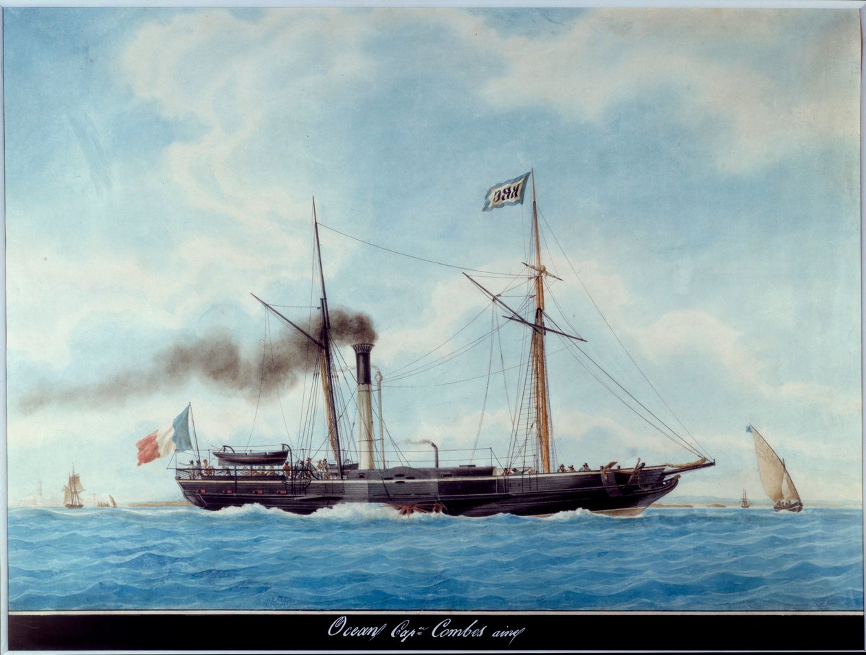 Skipet dawn French Ocean Watercolor av Antoine Roux (1765-1835) 1800-tallet Marseille, Museum of Marine av Antoine Roux
