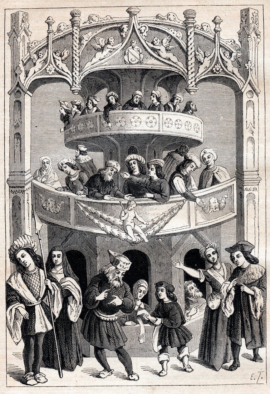 Frontispice of “” Le Grant Therence en Francois”” by Antoine Verard (active 1485-1512) - theatrical representation in the 16th century av Antoine Verard