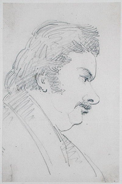 Portrett av Honore de Balzac (1799-1850) (blyant på papir) av Antoine Vestier