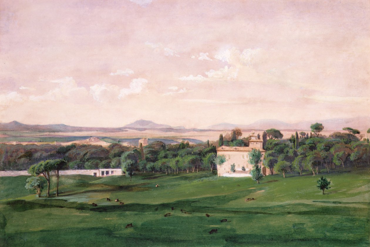 Villa Medici, Roma (akvarell) av Antoine Victor Joinville