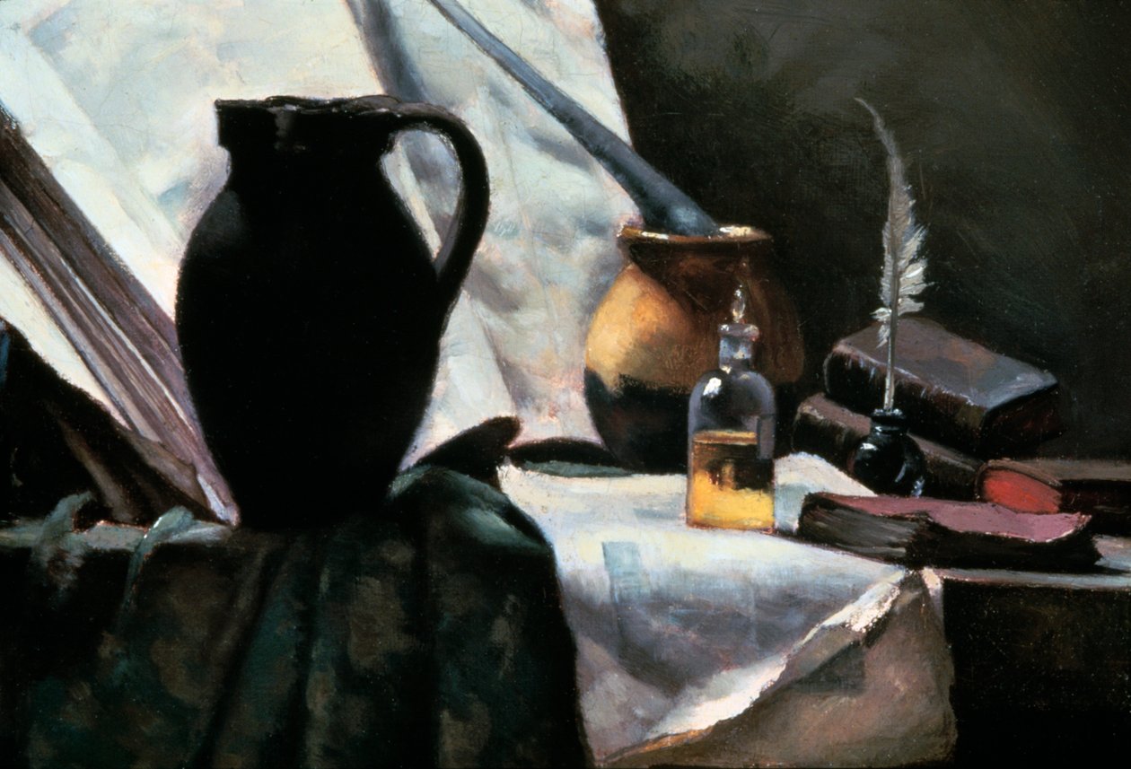 Stilleben med hodeskalle, detalj, 1800-tallet. av Antoine Vollon